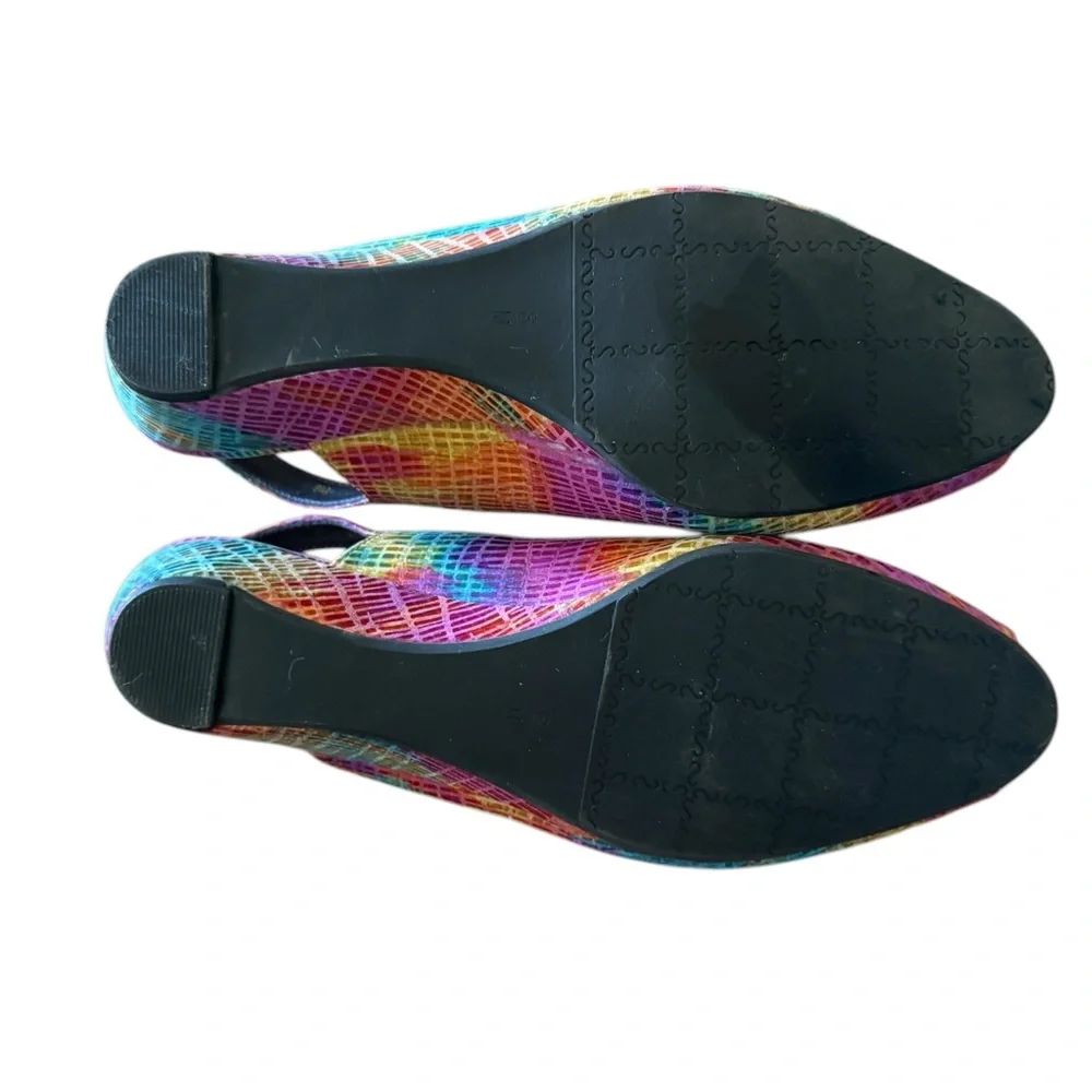 Shoes Wedges Sandals SLINGBACK Vaneli Women's Multicolor Slingback Heels size 8 - Picture 5 of 6